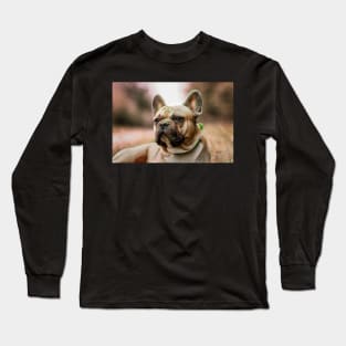 French bulldog with holi powder in the grass Long Sleeve T-Shirt